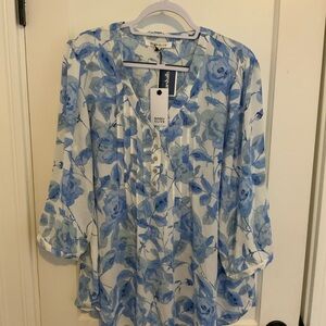 Rose & Olive Blue Floral Blouse